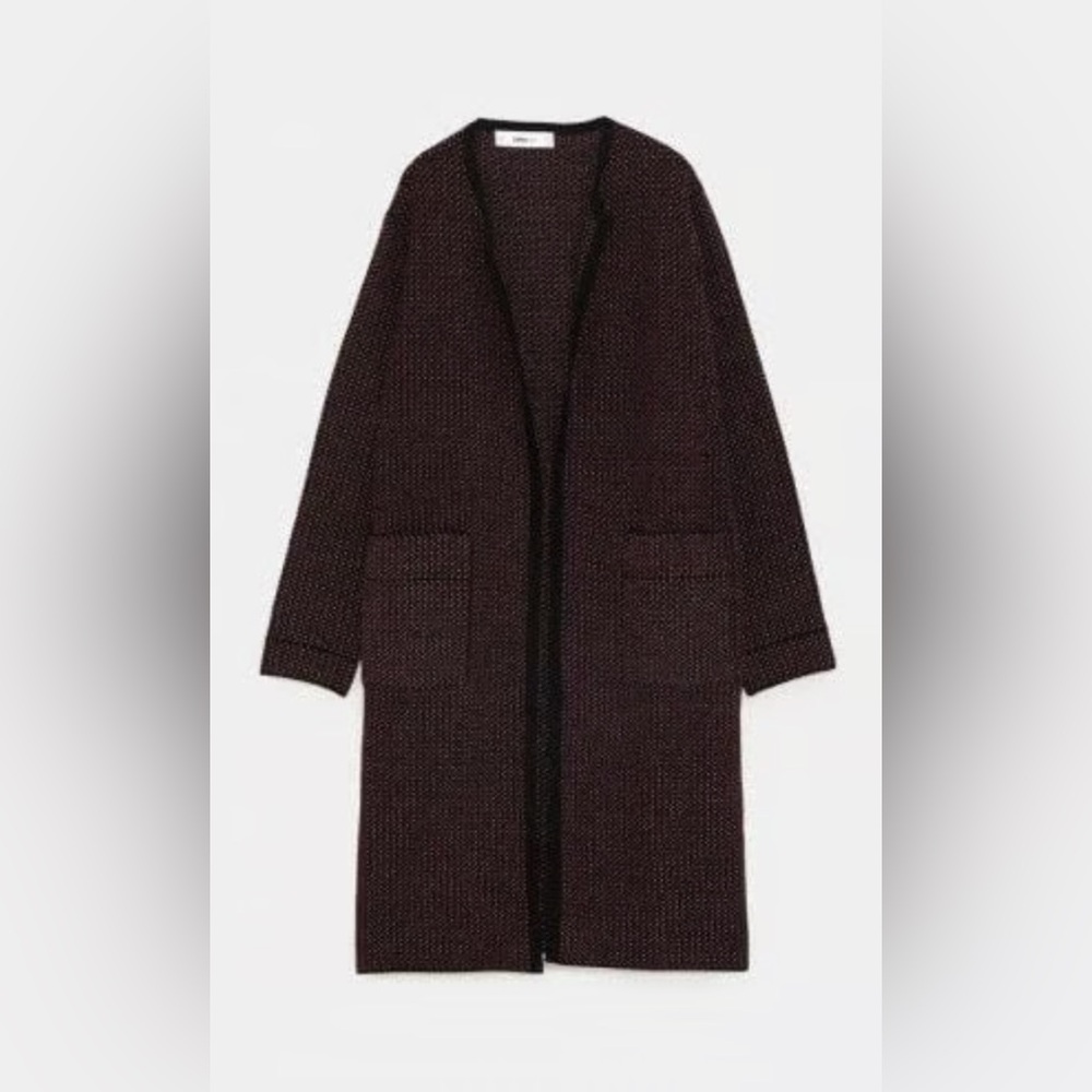 Zara PLUM LONG METALLIC THREAD‎ CARDIGAN